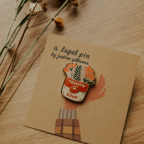 Tomato Soup Bouquet Enamel Pin by Justine Gilbuena