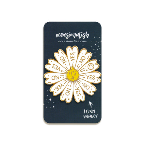 Spinning Daisy Enamel Pin by Occasionalish