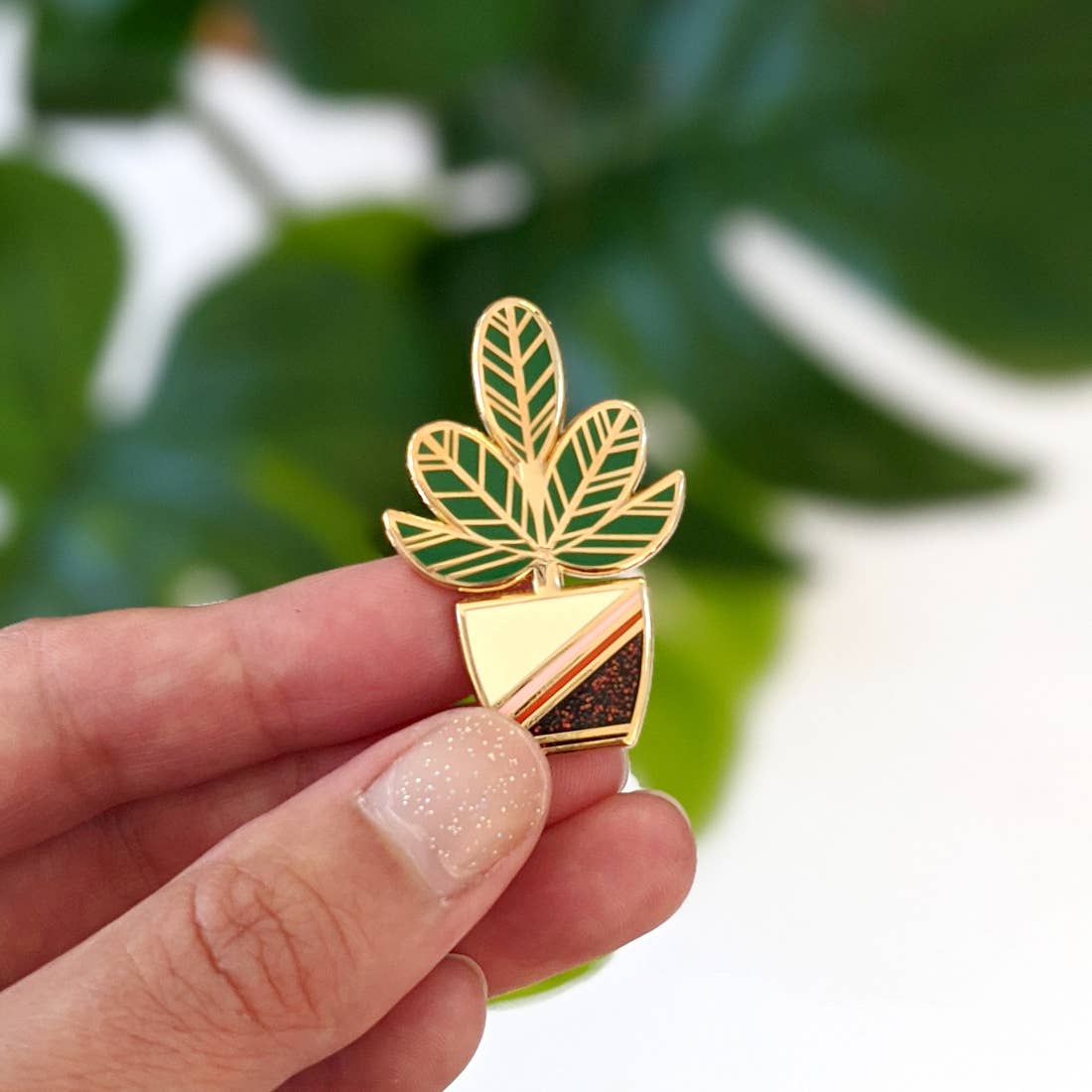 Happy Plant Enamel Pin by Amber Leaders Designs